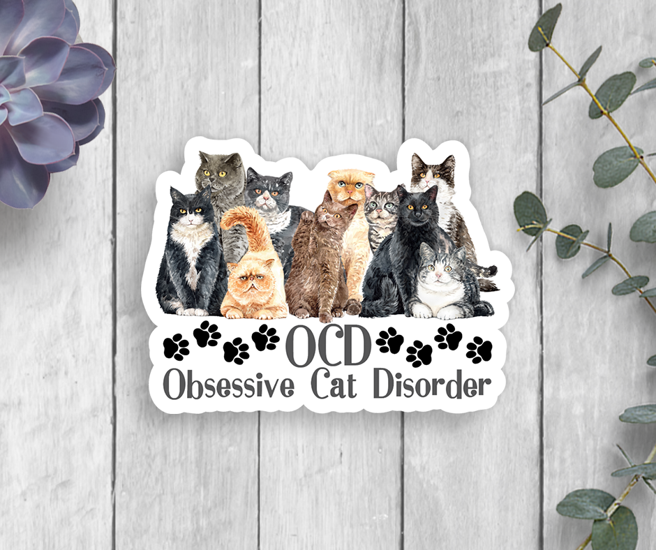 OCD Cats Vinyl Sticker