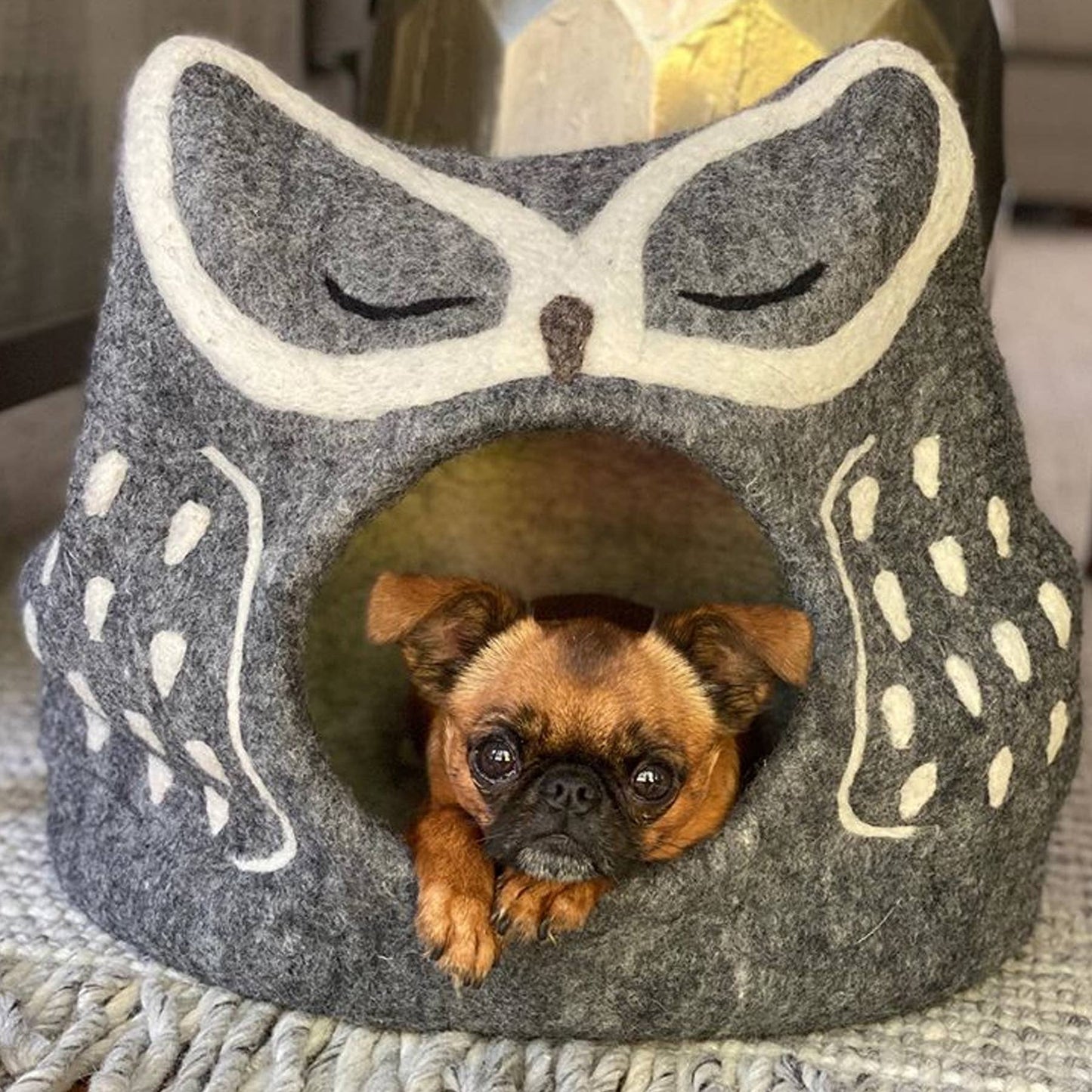 Karma Cat Owl Wool Pet Cave